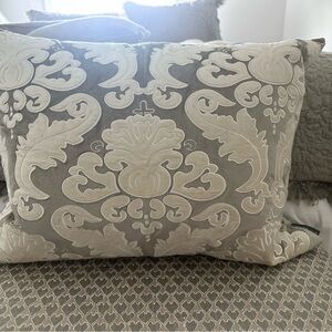 Lili Alessandra Silver and Ivory accent Pillow. Includes feather/Down insert